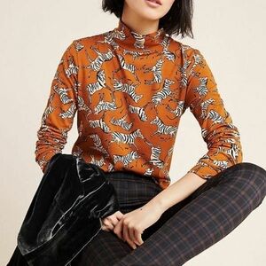 Maeve by Anthropologie Zebra
Mock Neck Turtleneck Long Sleeve Top